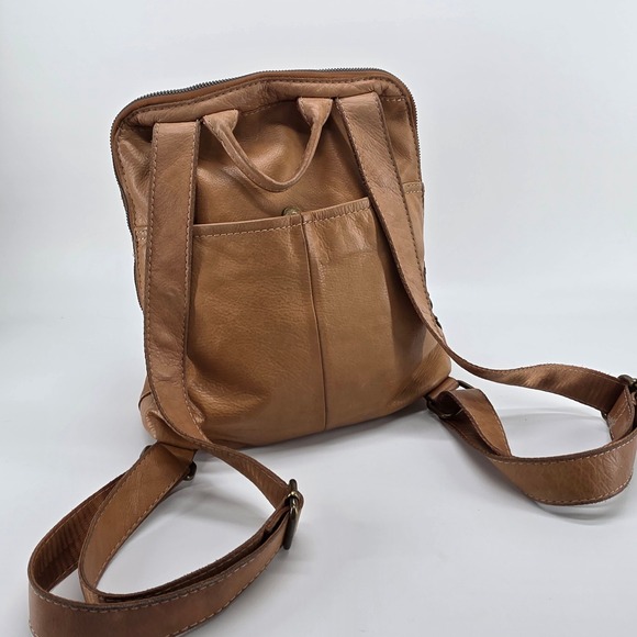 American Leather Co Cleveland Backpack Mini Tan Latte Brandy Whipstitch Bag Boho main image 4